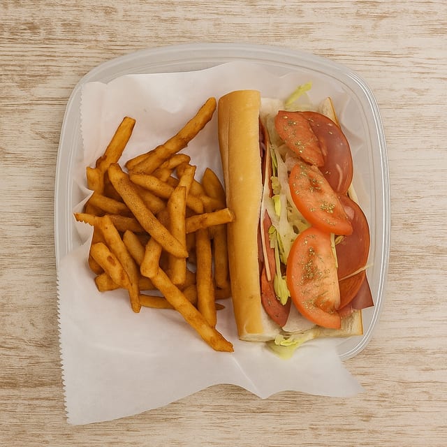 Sub, Fries & Can of Soda.